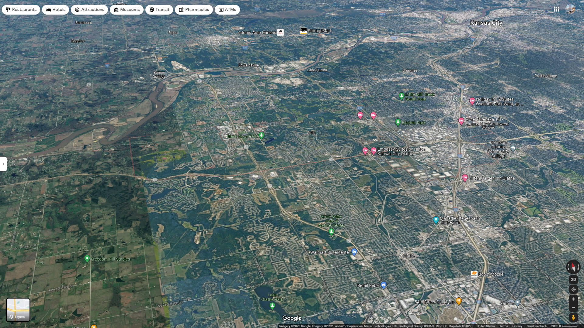 Lenexa Aerial Map Kansas